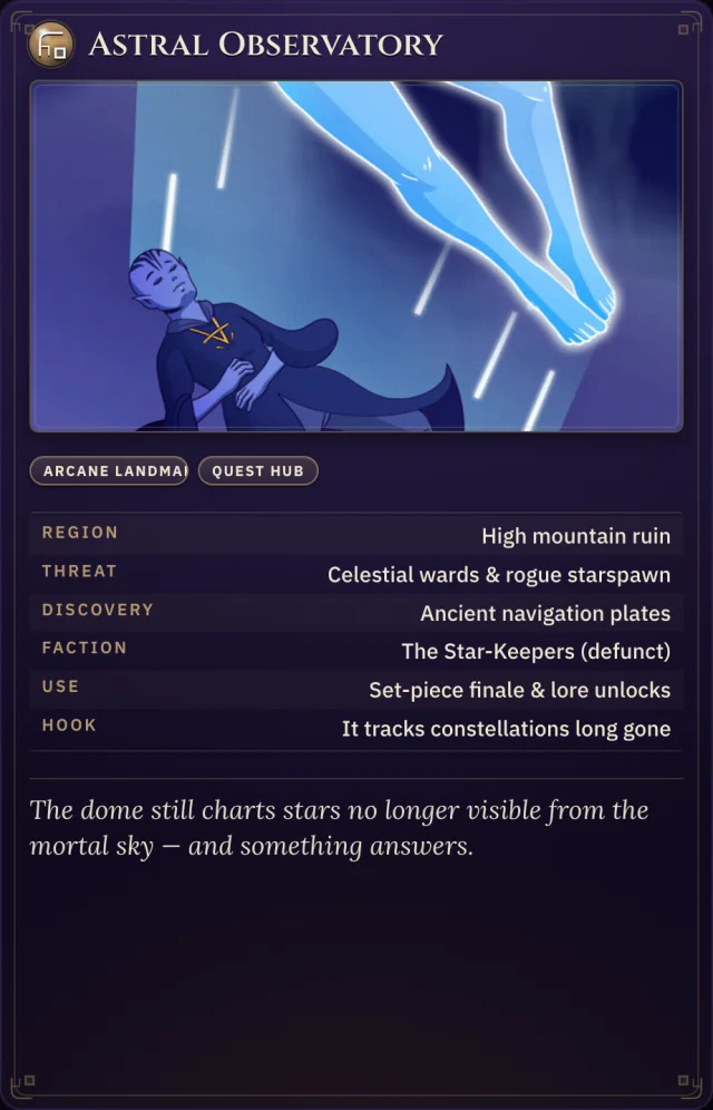 SRD Location card