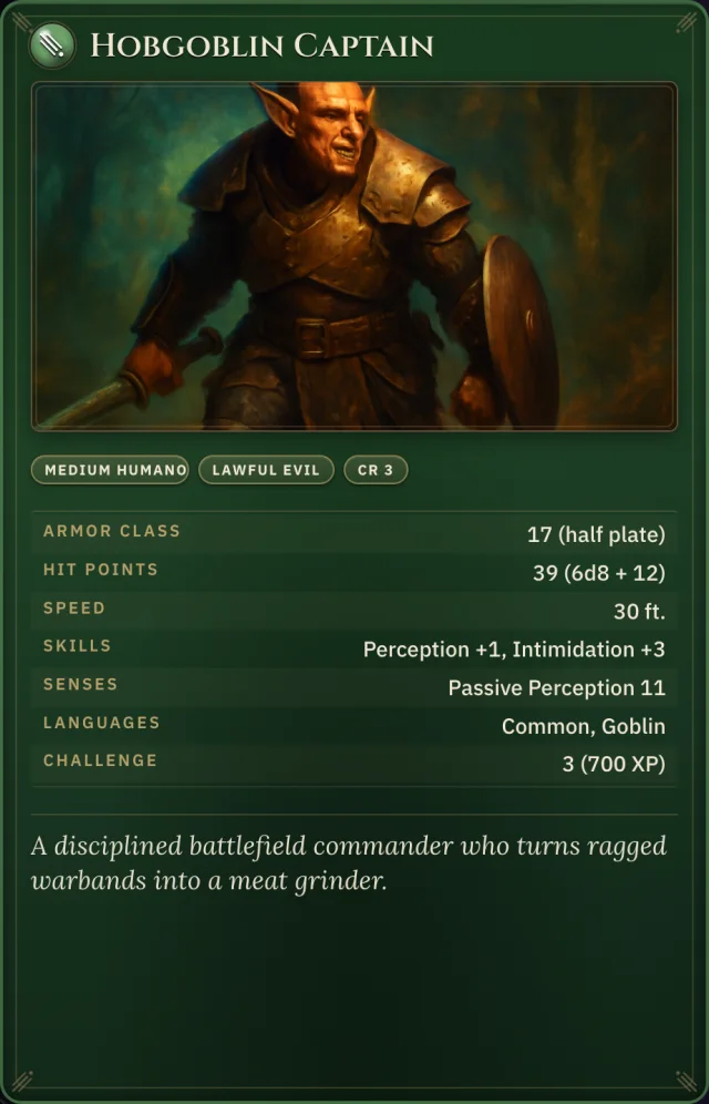 SRD Monster card
