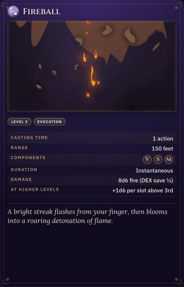 SRD Spell card